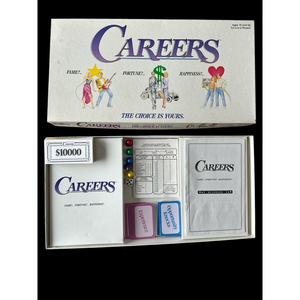 Vintage 1992 Careers Board Game by Tiger Completely Intact With All Pieces